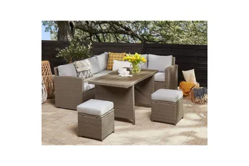 Loungegrupp med bord Beliani Bardi Natur/grå/beige Natural||Grey||Beige - Havemøbler - Loungemøbler - Sofagrupper udendørs