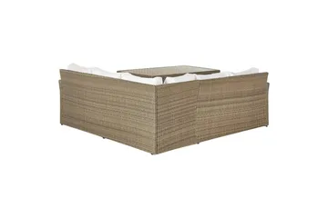 Loungegrupp med bord Beliani Bardi Natur/grå/beige White||Brown - Havemøbler - Loungemøbler - Sofagrupper udendørs