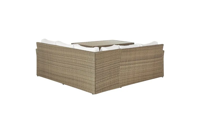 Loungegrupp med bord Beliani Bardi Natur/grå/beige White||Brown - Havemøbler - Loungemøbler - Sofagrupper udendørs