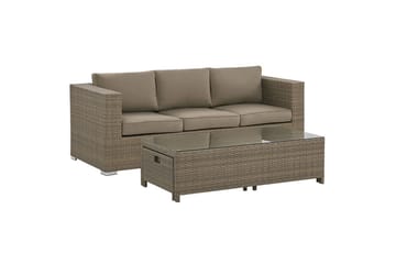 Loungegrupp med bord Beliani Belluno Brown||Silver - Havemøbler - Loungemøbler - Sofagrupper udendørs