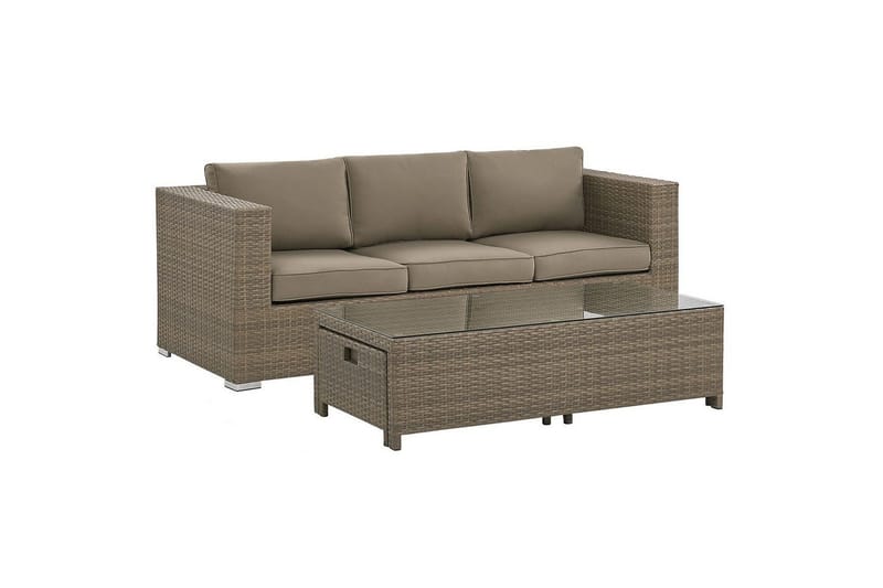 Loungegrupp med bord Beliani Belluno Brown||Silver - Havemøbler - Loungemøbler - Sofagrupper udendørs