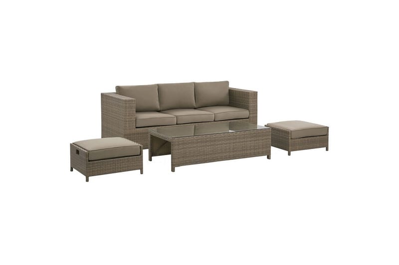 Loungegrupp med bord Beliani Belluno Brown||Silver - Havemøbler - Loungemøbler - Sofagrupper udendørs