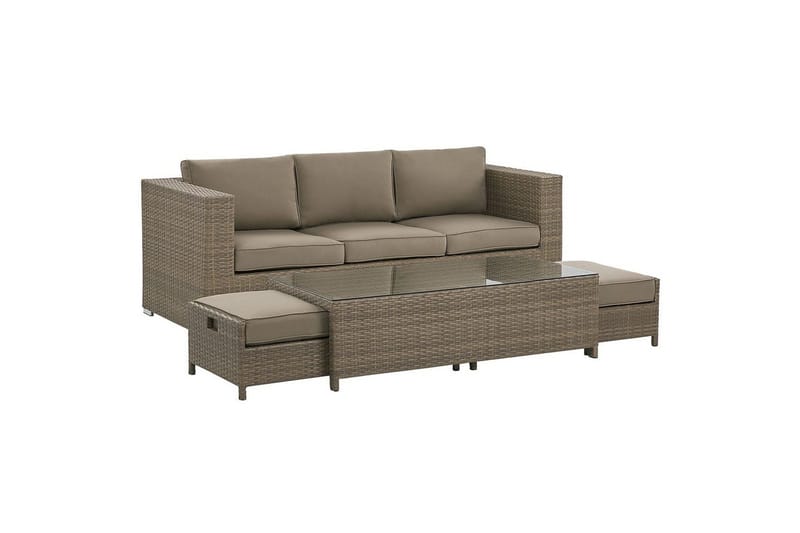 Loungegrupp med bord Beliani Belluno Brown||Silver - Havemøbler - Loungemøbler - Sofagrupper udendørs