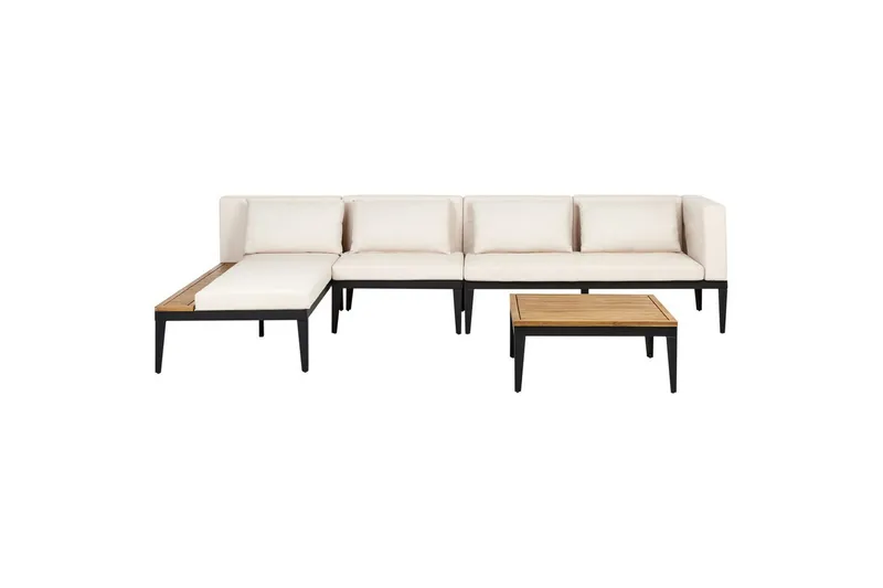 Loungegrupp med bord Beliani Bracciano 4-Sits Beige||Light wood||Black, undefined