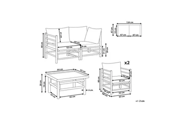 Loungegrupp med bord Beliani Cerreto Beige/ljust trä, 4-Sits Beige||Light wood - Havemøbler - Loungemøbler - Sofagrupper udendørs