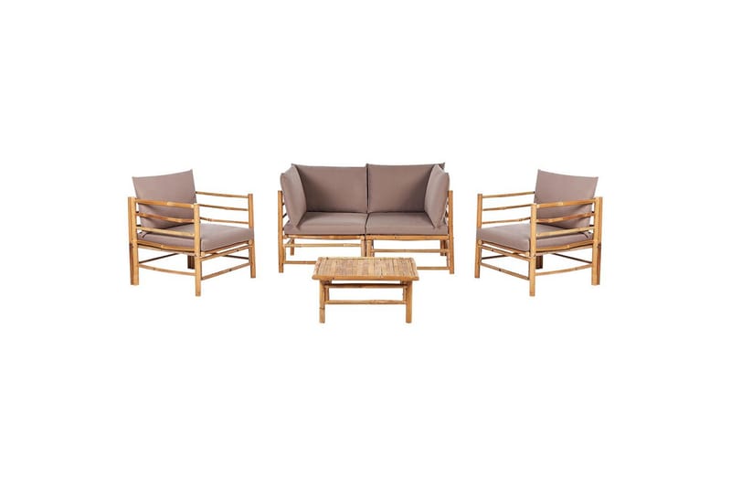 Loungegrupp med bord Beliani Cerreto Beige/ljust trä, 4-Sits Beige||Light wood