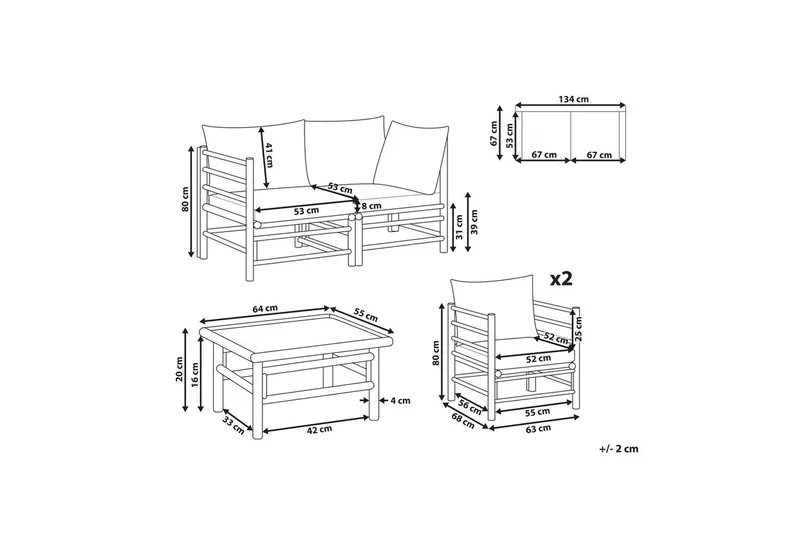 Loungegrupp med bord Beliani Cerreto Beige/ljust trä, 4-Sits White||Light wood - Havemøbler - Loungemøbler - Sofagrupper udendørs