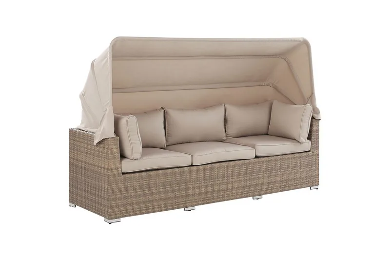 Loungegrupp med bord Beliani Coccolia Beige||Brown - Havemøbler - Loungemøbler - Sofagrupper udendørs