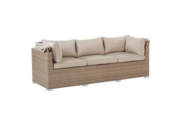 Loungegrupp med bord Beliani Coccolia Beige||Brown - Havemøbler - Loungemøbler - Sofagrupper udendørs