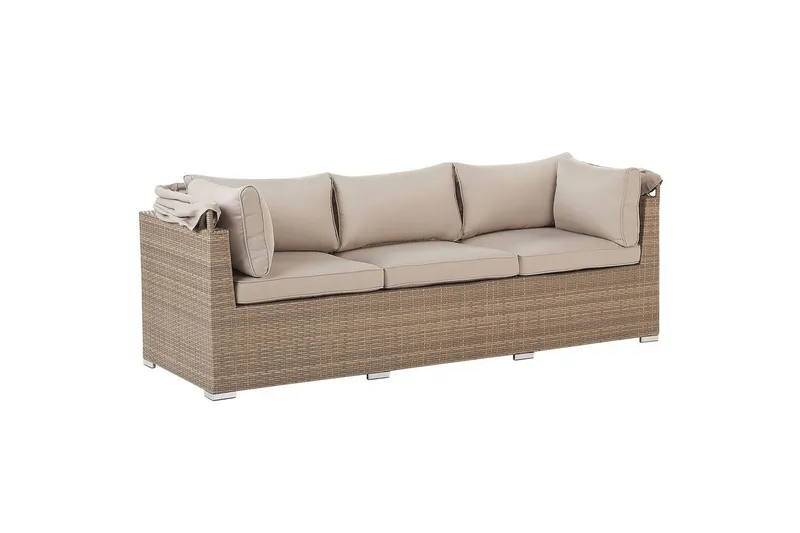 Loungegrupp med bord Beliani Coccolia Beige||Brown - Havemøbler - Loungemøbler - Sofagrupper udendørs