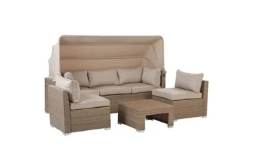 Loungegrupp med bord Beliani Coccolia Beige||Brown - Havemøbler - Loungemøbler - Sofagrupper udendørs
