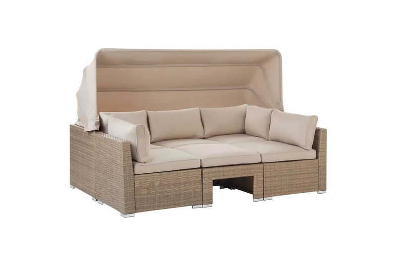 Loungegrupp med bord Beliani Coccolia Beige||Brown - Havemøbler - Loungemøbler - Sofagrupper udendørs