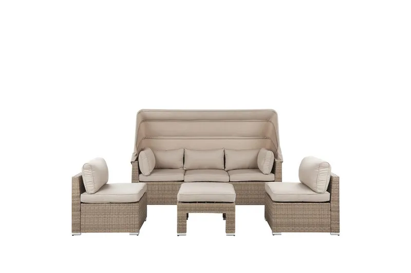 Loungegrupp med bord Beliani Coccolia Beige||Brown, undefined
