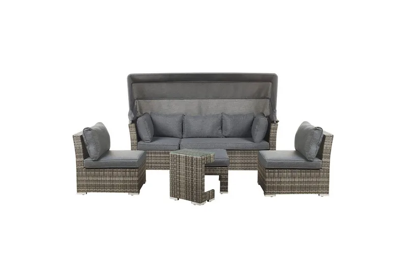 Loungegrupp med bord Beliani Coccolia Brown||Grey, undefined