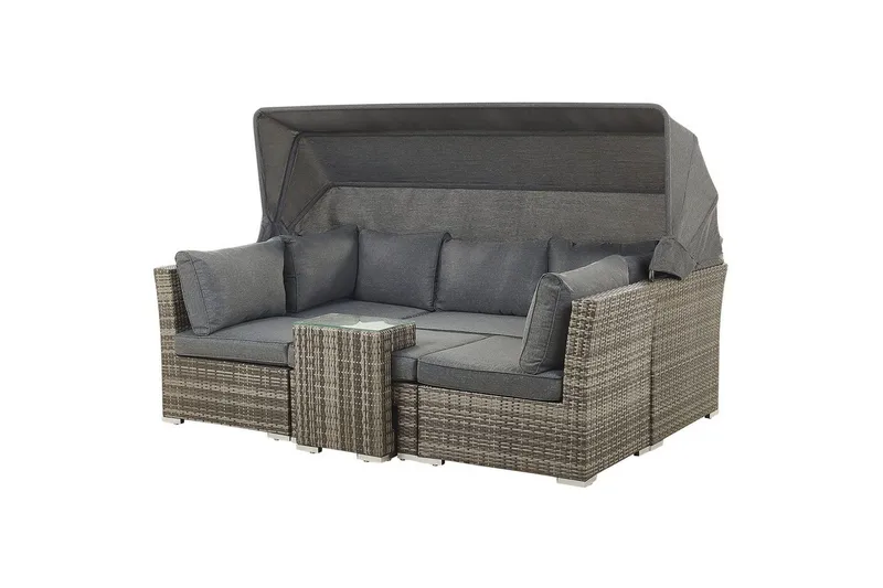 Loungegrupp med bord Beliani Coccolia Brown||Grey - Havemøbler - Loungemøbler - Sofagrupper udendørs