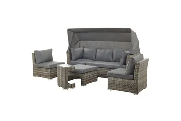 Loungegrupp med bord Beliani Coccolia Brown||Grey - Havemøbler - Loungemøbler - Sofagrupper udendørs
