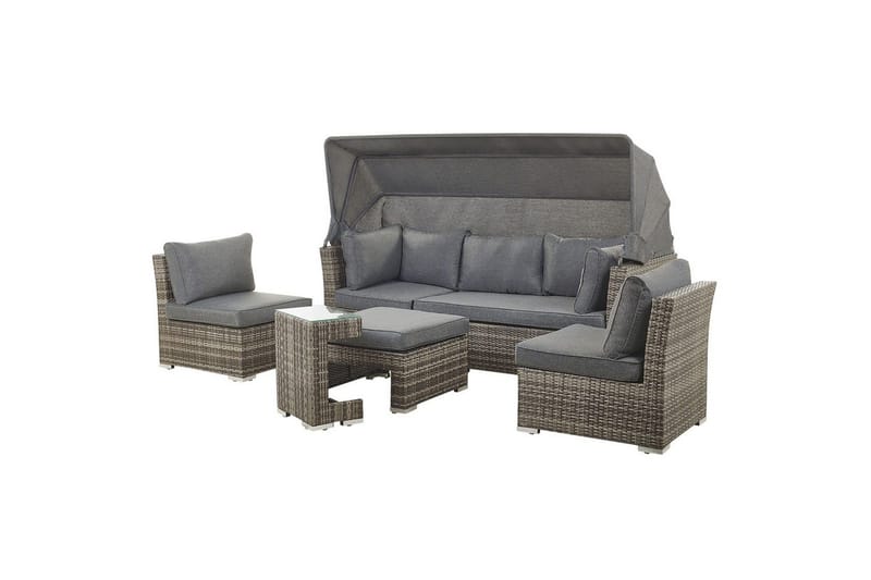 Loungegrupp med bord Beliani Coccolia Brown||Grey - Havemøbler - Loungemøbler - Sofagrupper udendørs