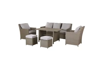 Loungegrupp med bord Beliani Fonti Natur/grå/beige Natural||Grey||Beige - Havemøbler - Loungemøbler - Sofagrupper udendørs