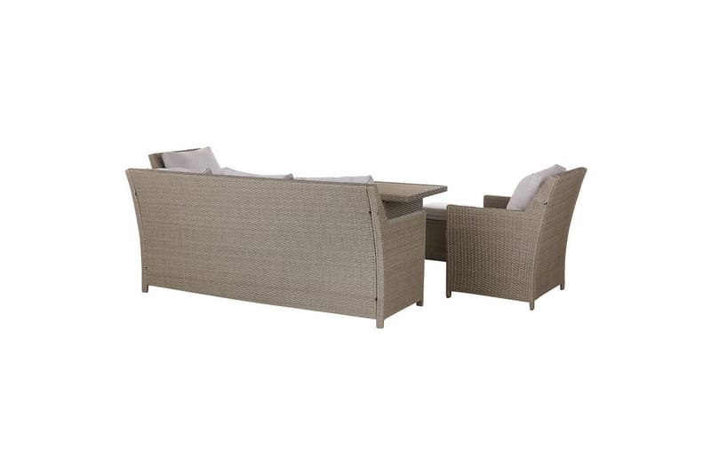 Loungegrupp med bord Beliani Fonti Natur/grå/beige Natural||Grey||Beige - Havemøbler - Loungemøbler - Sofagrupper udendørs