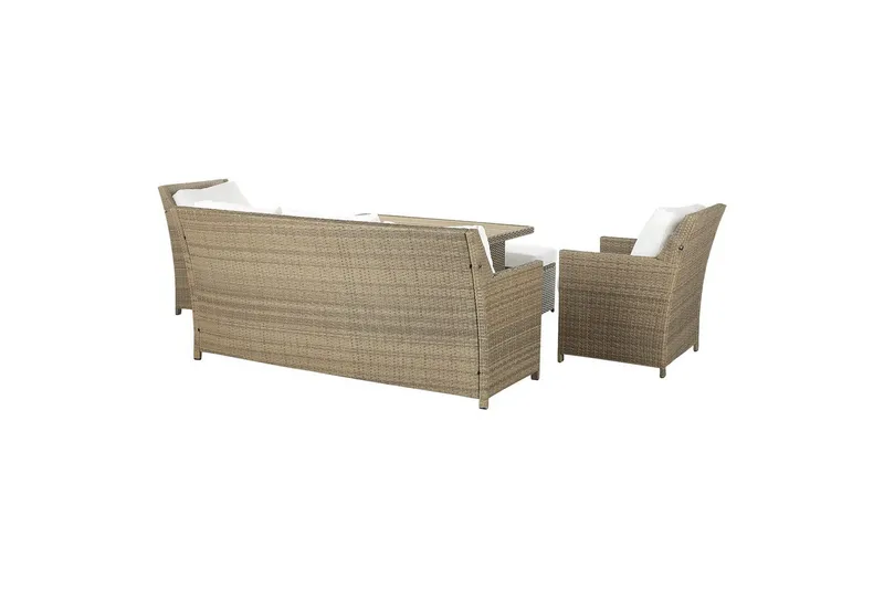 Loungegrupp med bord Beliani Fonti Natur/grå/beige White||Brown - Havemøbler - Loungemøbler - Sofagrupper udendørs