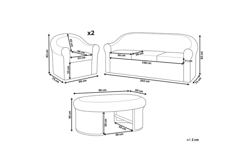 Loungegrupp med bord Beliani Livadeia Natural||White - Havemøbler - Loungemøbler - Sofagrupper udendørs