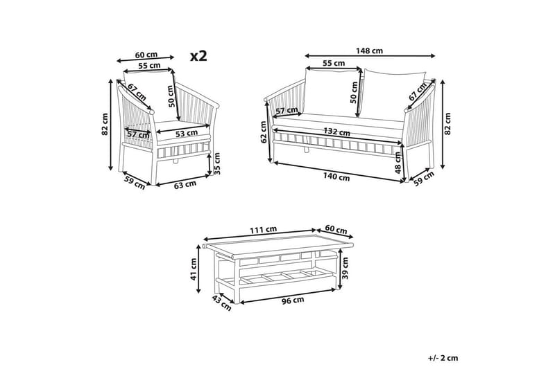 Loungegrupp med bord Beliani Maggiore Light wood||White - Havemøbler - Loungemøbler - Sofagrupper udendørs