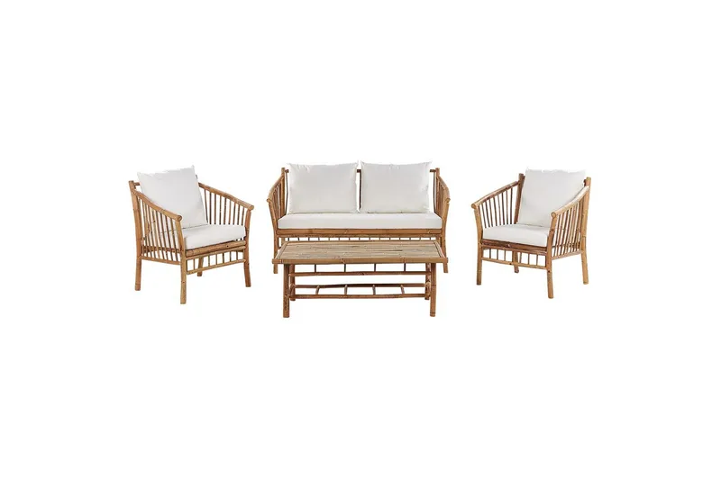Loungegrupp med bord Beliani Maggiore Light wood||White, undefined