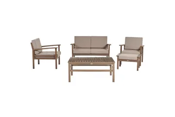 Loungegrupp med bord Beliani Manila Nej Grey||Dark wood - Havemøbler - Loungemøbler - Sofagrupper udendørs