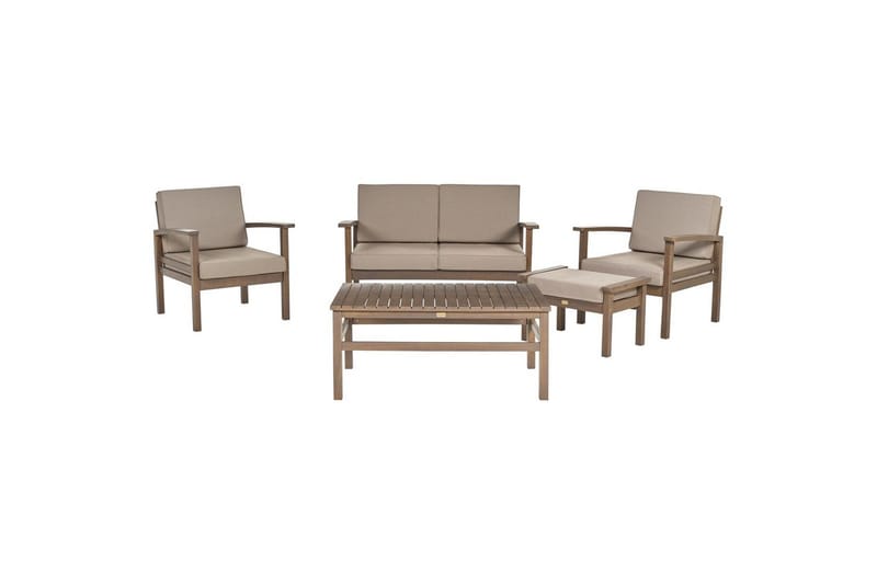 Loungegrupp med bord Beliani Manila Nej Grey||Dark wood - Havemøbler - Loungemøbler - Sofagrupper udendørs