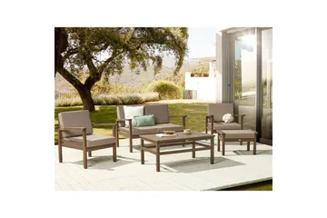 Loungegrupp med bord Beliani Manila Nej Grey||Dark wood - Havemøbler - Loungemøbler - Sofagrupper udendørs