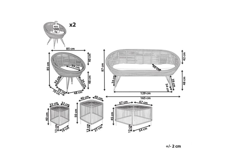 Loungegrupp med bord Beliani Maratea/Cesenatico 4-Sits Natural||Black||Beige - Havemøbler - Loungemøbler - Sofagrupper udendørs