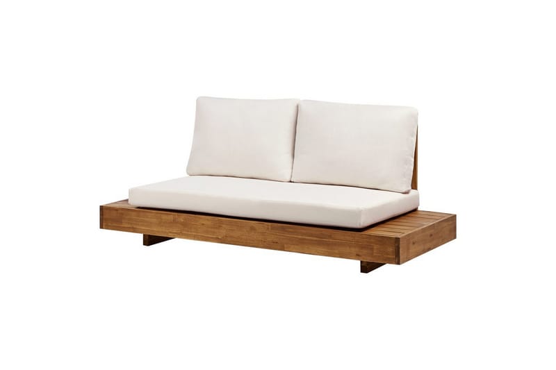 Loungegrupp med bord Beliani Marettimo Light wood, White - Havemøbler - Loungemøbler - Sofagrupper udendørs