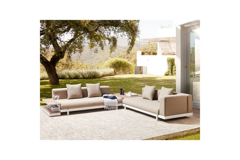 Loungegrupp med bord Beliani Missanello Beige/vit Beige||White - Havemøbler - Loungemøbler - Sofagrupper udendørs