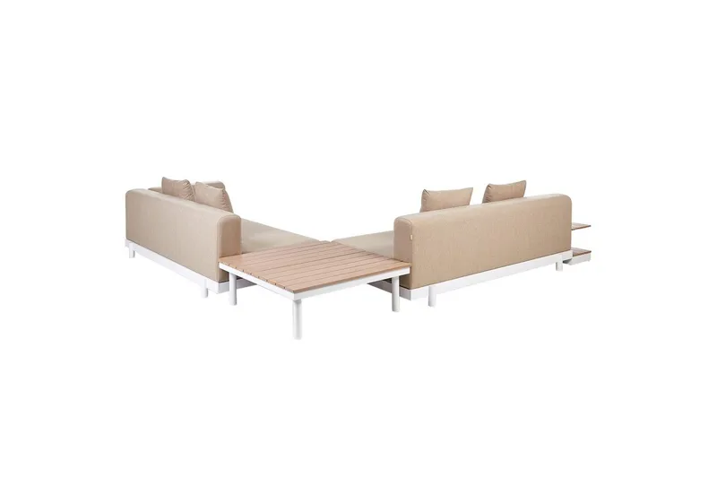 Loungegrupp med bord Beliani Missanello Beige/vit Beige||White - Havemøbler - Loungemøbler - Sofagrupper udendørs