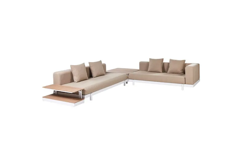 Loungegrupp med bord Beliani Missanello Beige/vit Beige||White, undefined
