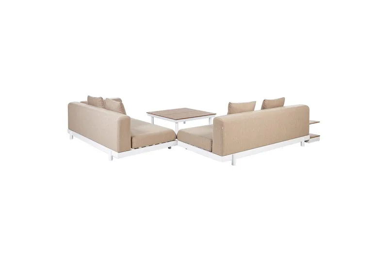 Loungegrupp med bord Beliani Missanello Beige/vit Beige||White - Havemøbler - Loungemøbler - Sofagrupper udendørs