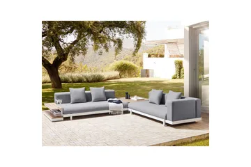 Loungegrupp med bord Beliani Missanello Beige/vit Grey||White - Havemøbler - Loungemøbler - Sofagrupper udendørs