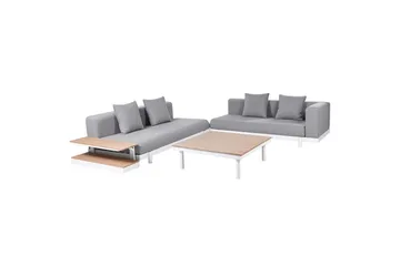 Loungegrupp med bord Beliani Missanello Beige/vit Grey||White - Havemøbler - Loungemøbler - Sofagrupper udendørs