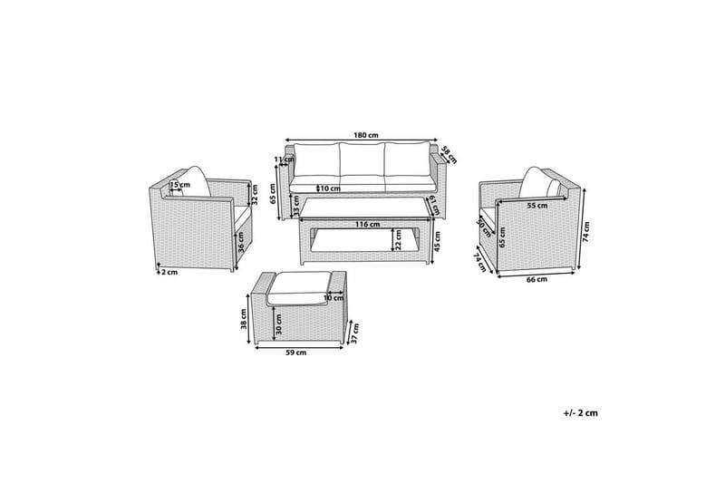 Loungegrupp med bord Beliani Roma White||Grey - Havemøbler - Loungemøbler - Sofagrupper udendørs