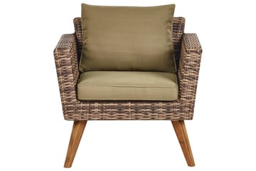 Loungegrupp med bord Beliani Vittoria Beige/grönt/mörkt trä, 5-Sits Beige||Green||Dark wood - Havemøbler - Loungemøbler - Sofagrupper udendørs