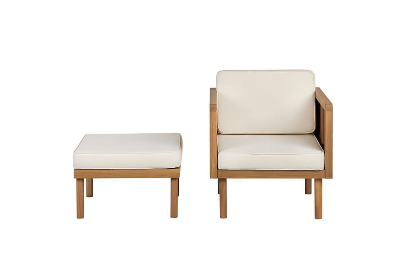 Loungegrupp med fotpall Beliani Baratti Light wood||Beige - Havemøbler - Loungemøbler - Sofagrupper udendørs