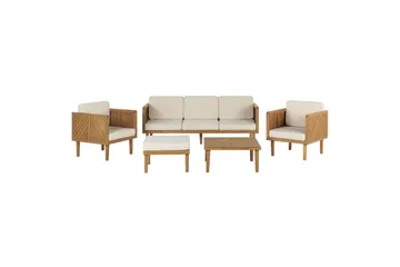 Loungegrupp med fotpall Beliani Baratti Light wood||Beige - Havemøbler - Loungemøbler - Sofagrupper udendørs