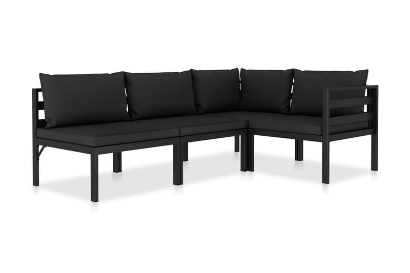 Loungesæt med Hynder 4 Dele Aluminium Antracitgrå - Grå - Altanmøbler - Sofagrupper udendørs - Loungesæt