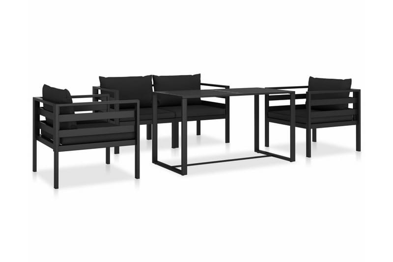 Loungesæt med Hynder 5 Dele Aluminium Antracitgrå - Grå - Altanmøbler - Sofagrupper udendørs - Loungesæt