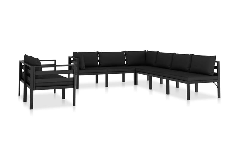 Loungesæt med Hynder 8 Dele Aluminium Antracitgrå - Grå - Altanmøbler - Sofagrupper udendørs - Loungesæt