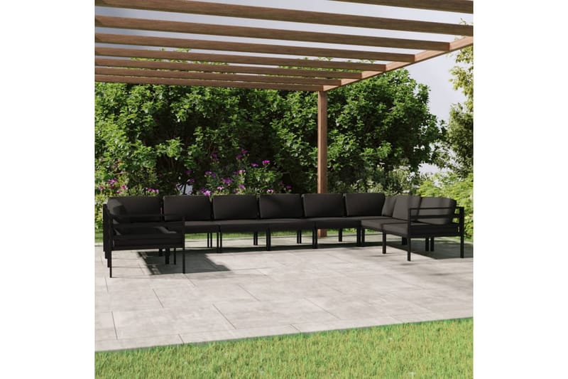 loungesæt til haven 10 dele med hynder aluminium antracitgrå - Antracit - Have - Udendørs miljø - Altan & terrasse - Altanmøbler