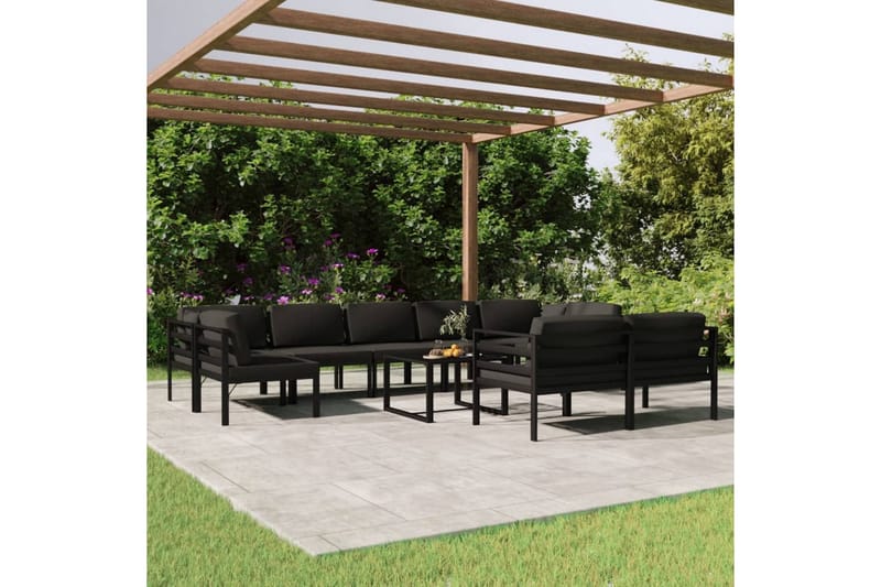 loungesæt til haven 10 dele med hynder aluminium antracitgrå - Antracit - Have - Udendørs miljø - Altan & terrasse - Altanmøbler