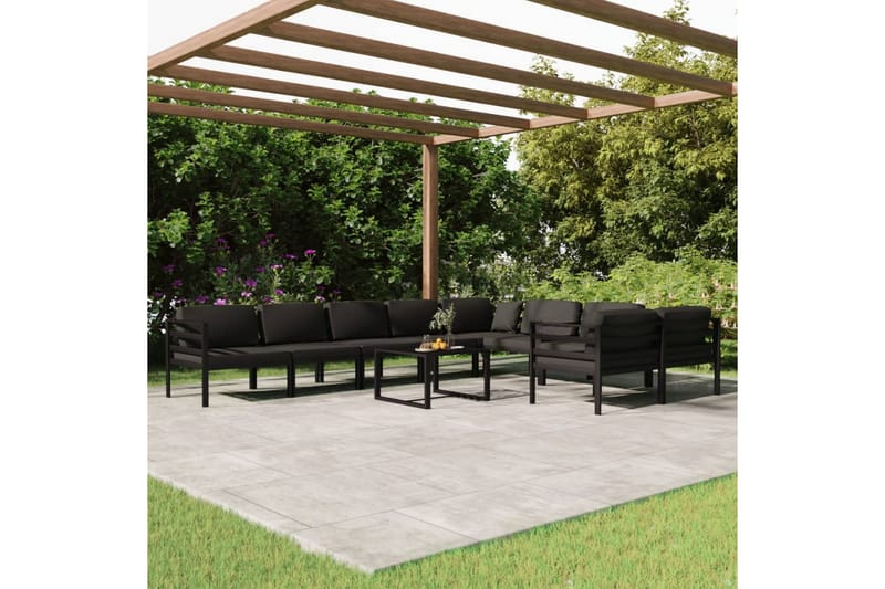 loungesæt til haven 10 dele med hynder aluminium antracitgrå - Antracit - Have - Udendørs miljø - Altan & terrasse - Altanmøbler