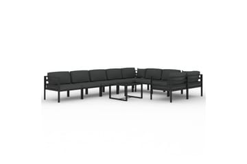 loungesæt til haven 10 dele med hynder aluminium antracitgrå - Antracit - Have - Udendørs miljø - Altan & terrasse - Altanmøbler