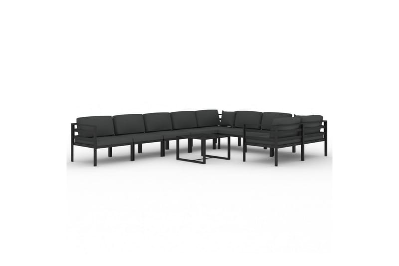 loungesæt til haven 10 dele med hynder aluminium antracitgrå - Antracit - Altanmøbler - Sofagrupper udendørs - Loungesæt